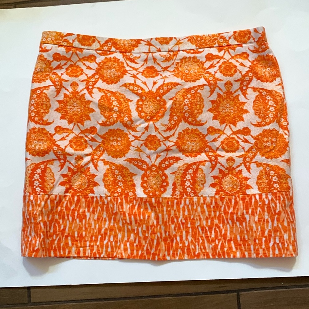 Michael Kors Orange White Floral Mini Skirt Size 12